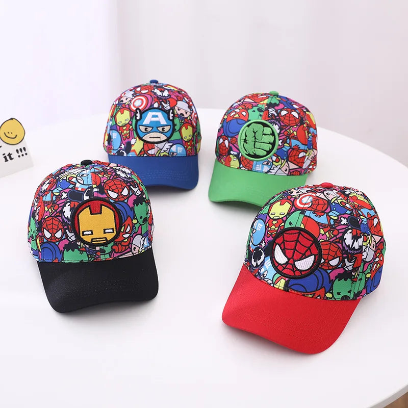 Avengers Iron Man Spiderman Hulk Captain America Baseball cap Cosplay Hat Kids Child Canvas Embroidery Hat Peaked Cap Adjustable