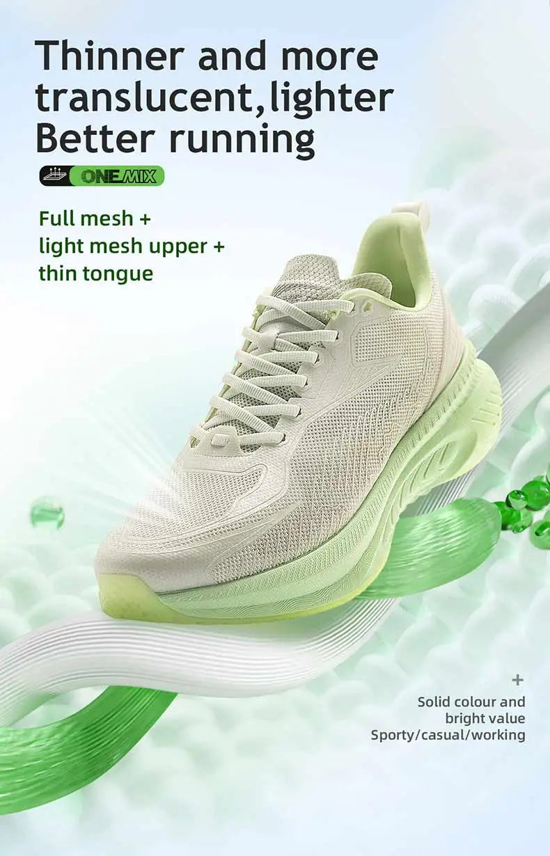 Onemix New Original Men Running Sports Shoes Shock Absorption Soft Lightweight Breathable Mesh Non-slip Cushioning Sneakers