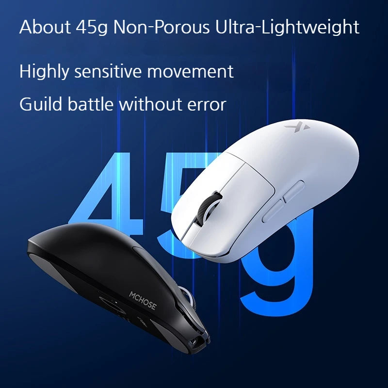 MCHOSE L7 Ultra+ Medium Large Hand Mouse Game E-Sports PAW3950 Wireless Three Mode Lightweight Office Dual-Drive Computer Mouse