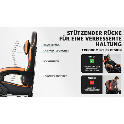 Gaming Chair Ergonomic Gaming Chair with Lumbar Support, Breathable PU Leather Office Chair, Comfortable Computer Chair