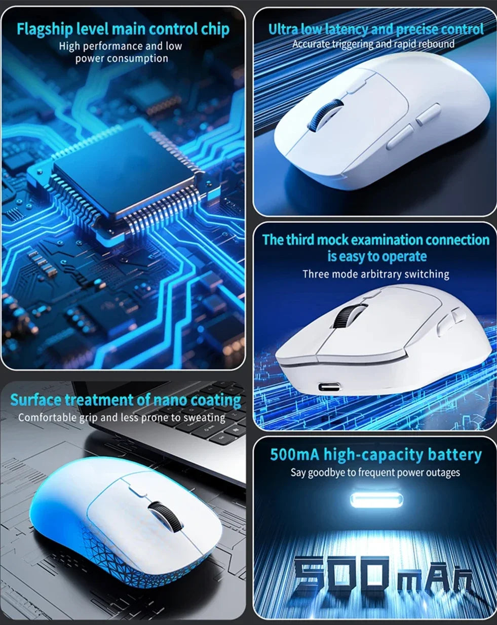 Silent Wireless Mouse 4 Colors Rechargeable Ergonomic Gaming Mice Dual-Mode Bluetooth Computer Gamer Mouse for iPad Office PC