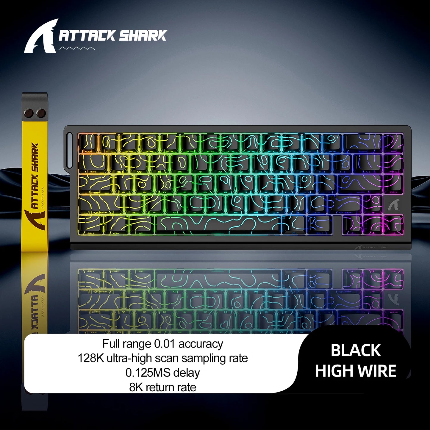ATTACK SHARK X68 HE Rapid Trigger Magnetic Keyboard 8KHz Wired Gaming Keyboard, 60% RGB Hall Effect Keyboard with 0.01mm RT Accuracy, Snap Tap & DKS for PC/Mac