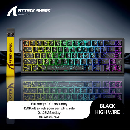 ATTACK SHARK X68 HE Rapid Trigger Magnetic Keyboard 8KHz Wired Gaming Keyboard, 60% RGB Hall Effect Keyboard with 0.01mm RT Accuracy, Snap Tap & DKS for PC/Mac