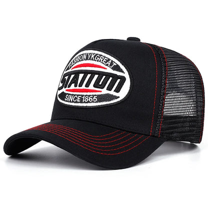 Styl: czapka baseballowa unisex, klasyczna czapka z siateczki STATION z nadrukiem literowym, dla mężczyzn i kobiet, oddychająca, czapka typu „trucker” na lato w stylu streetwear