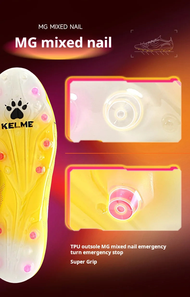 Kelme High-End Football Shoes Short Nail Anti-Slip Football Boots Artificial Grass Cushioning Training MG Football Shoes