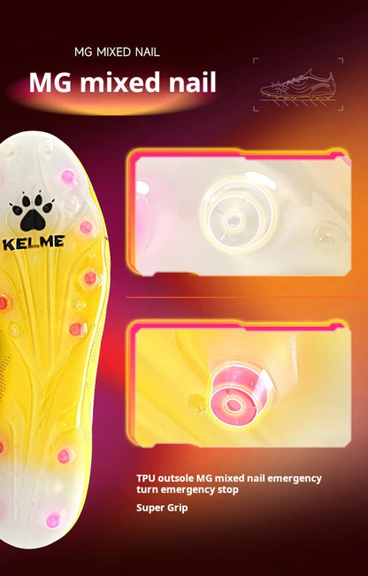 Kelme High-End Football Shoes Short Nail Anti-Slip Football Boots Artificial Grass Cushioning Training MG Football Shoes