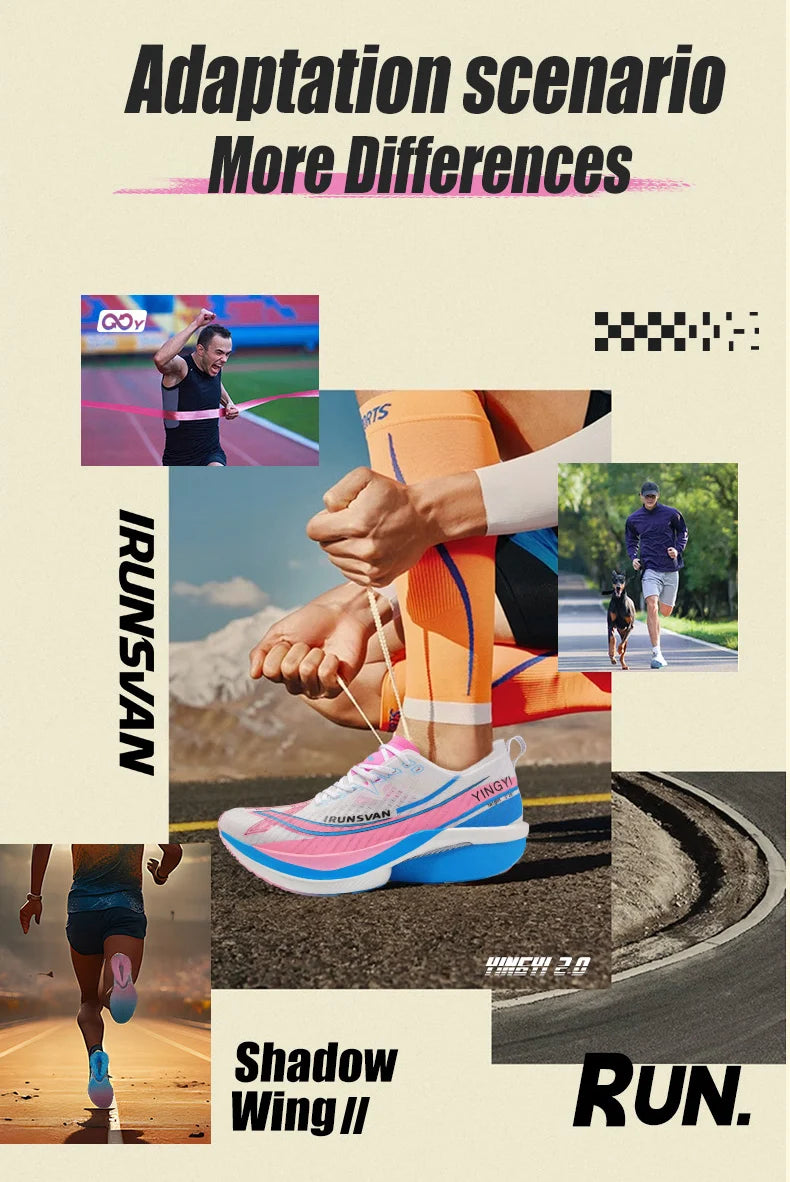 IRUNSVAN Men's Full-Palm Carbon Plate Marathon Road Running Shoes With Quick Rebound And Full Of Power Zapatillsa de deporte