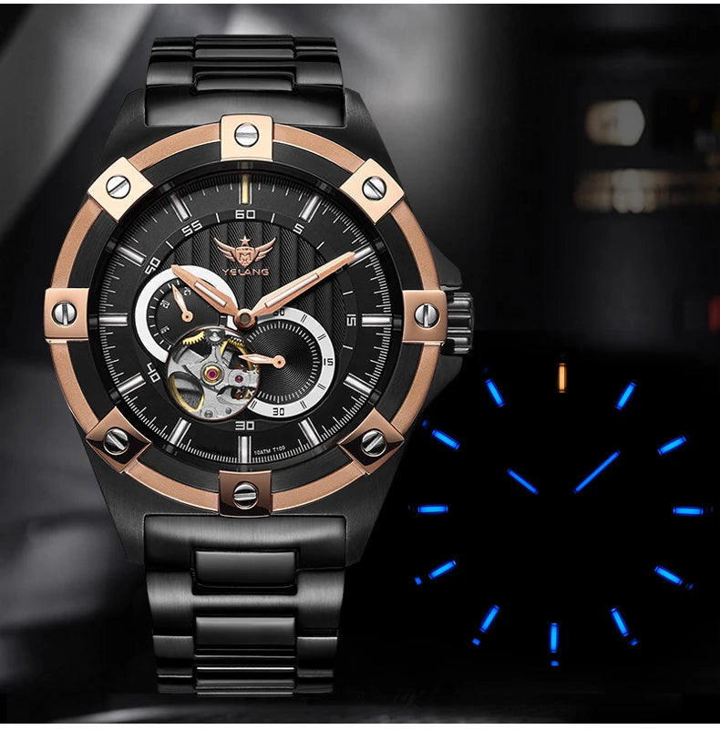 Yelang V1024 Men's Brand Watches 44mm Japan Miyota 82S7 Automatic Mechanical Movement Luminous Men's 100m Waterproof Business Watch