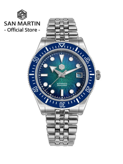 San Martin 40mm Men's Luxury Diver Watch Miyota 9015 Enamel Sunburst Dial Automatic Mechanical Wristwatch Waterproof 200m SN0148