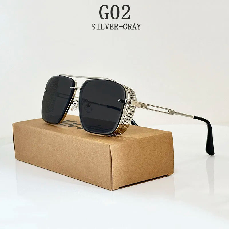 2025 Steampunk Sunglasses For Men Retro Square Punk Sunglasses Women Trendy Luxury Fashion Glasses Gafas De Sol Hombre Zonnebril