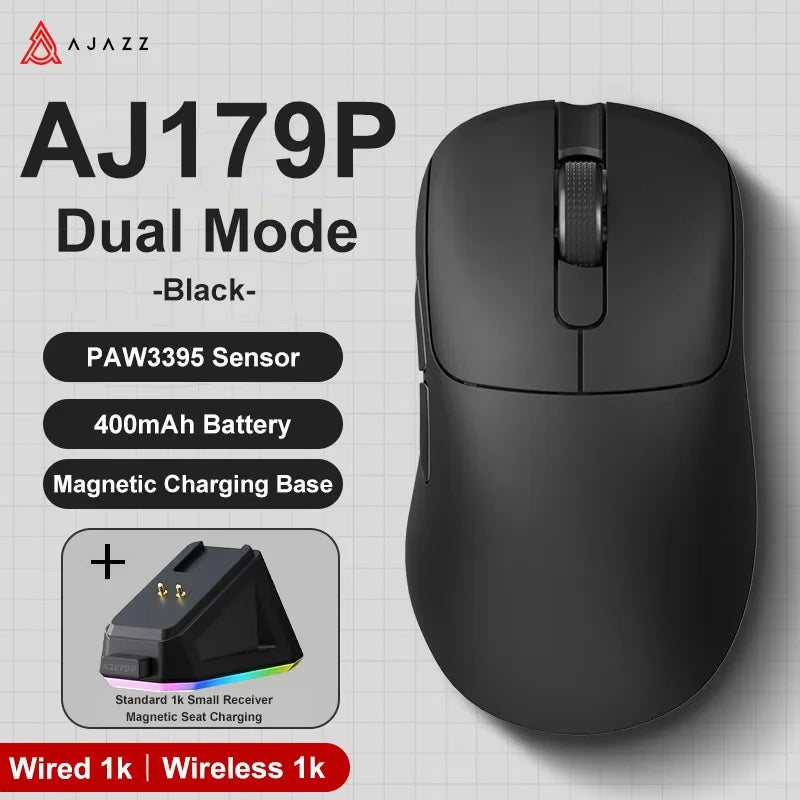 AJAZZ AJ179 V2 MAX Tri-mode Right-handed Mouse 56g Lightweight PAW3311 Sensor Huanuo Micro Switch Telink Microchip