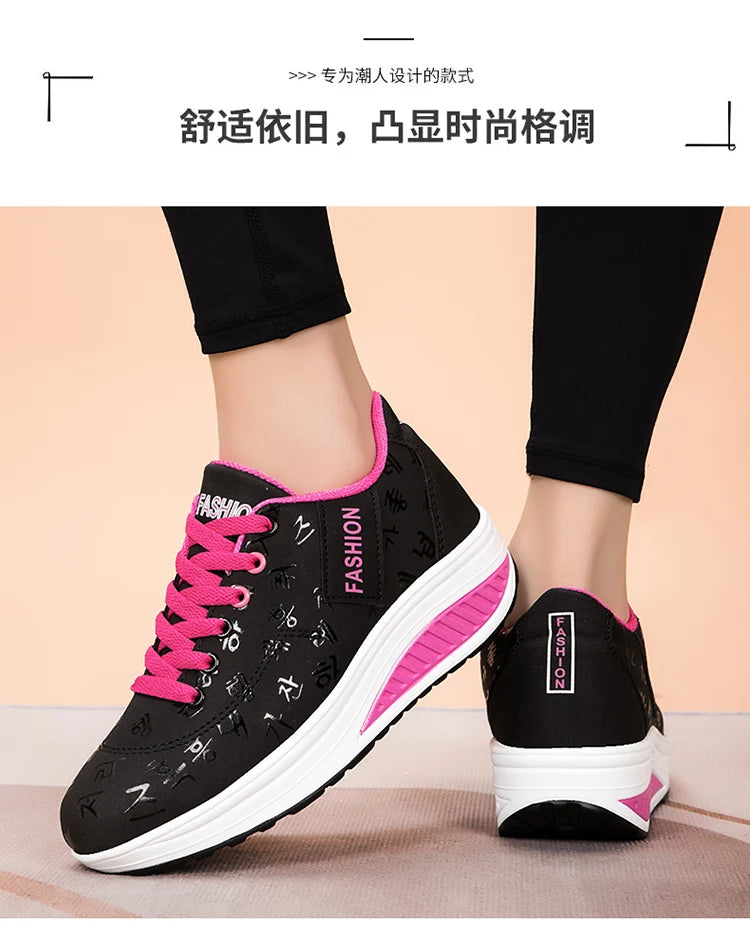 Women’s Outdoor Thick-Bottom Swinging Casual Shoes Fashion Platform Large 42 Flat-Bottom Walking Sports Shoes Walking and Running