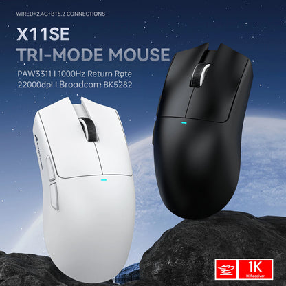 Rato Gaming Sem Fios ATTACK SHARK X11SE, Tri-Mode, Superleve de 63g com Sensor PAW3311, 22000 DPI, Bateria de 300mAh, Duplo Driver