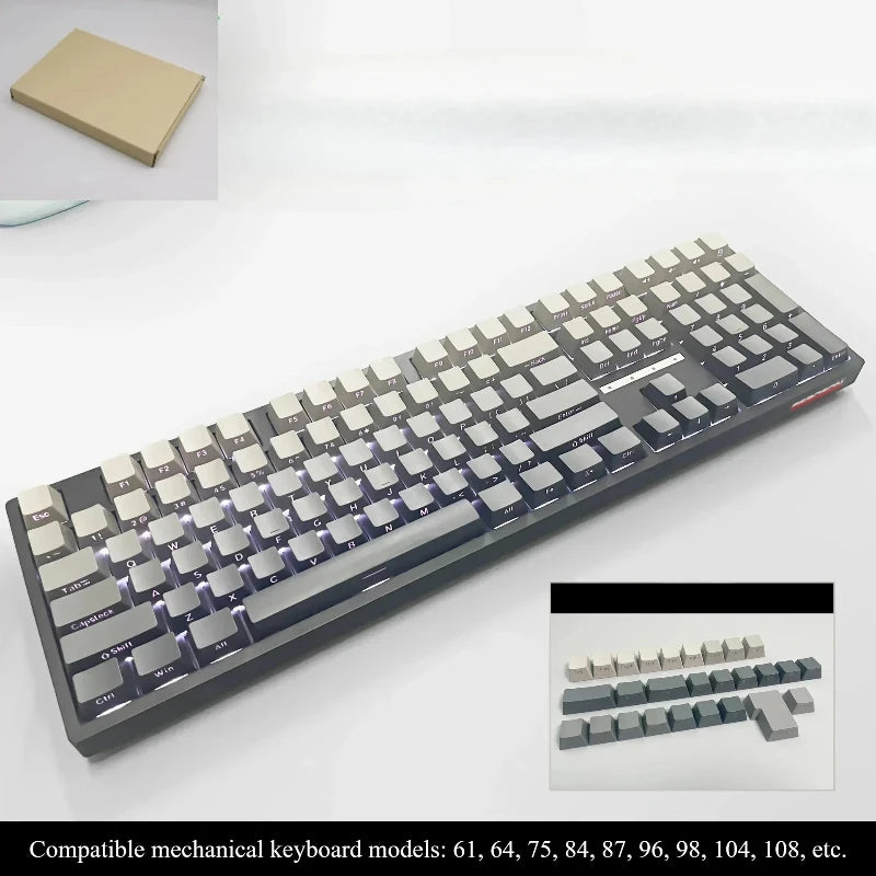 New 133 Keys Gradient Green Shine Through Keycaps Side Printed PBT Keycap Cherry Profile Double Shot for Mechanical Keyboards
