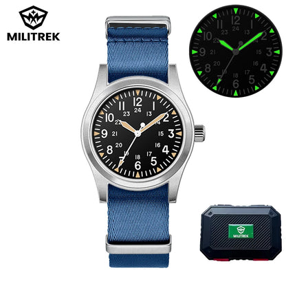 MILITREK 2026 New Military Retro Men's VH31 Quartz Watch 37mm Sapphire Stainless Steel 100m Waterproof C3 Luminous Watch for Men