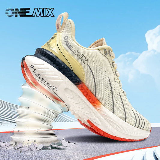 ONEMIX Nye løbesko med støddæmpning til mænd, velegnede til tunge løbere, snøresko til sport, kvinder, skridsikre udendørs atletiske herresneakers
