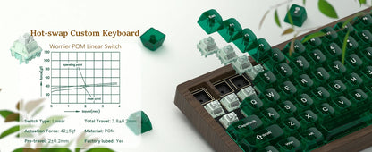 Womier WD75 QMK/VIA Gaming-Tastatur aus Holz, 8000mAh, kabellose mechanische Custom-RGB-Tastatur mit Tri-Mode und Hot-Swap-Funktion
