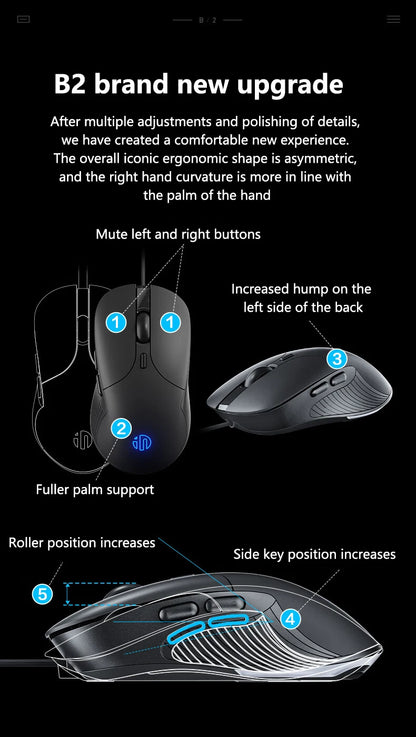 INPHIC B2 USB Wired Mouse, Silent Office Gaming Mouse for PC and Laptops