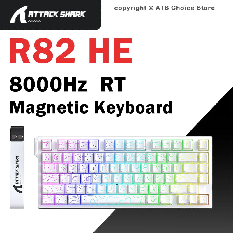 ATTACK SHARK R82 HE 8000Hz Magnetic Switch Keyboard 75% 0.005mm Rapid Trigger Low Latency RGB Hall Effect Wired Gaming Keyboard