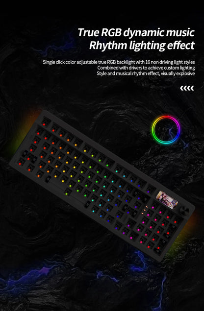 YINDIAO Y95 Keyboard Kit Hotswap TFT Screen Full RGB Backlit 2.4GHz Bluetooth Wireless Custom DIY Mechanical Keyboard