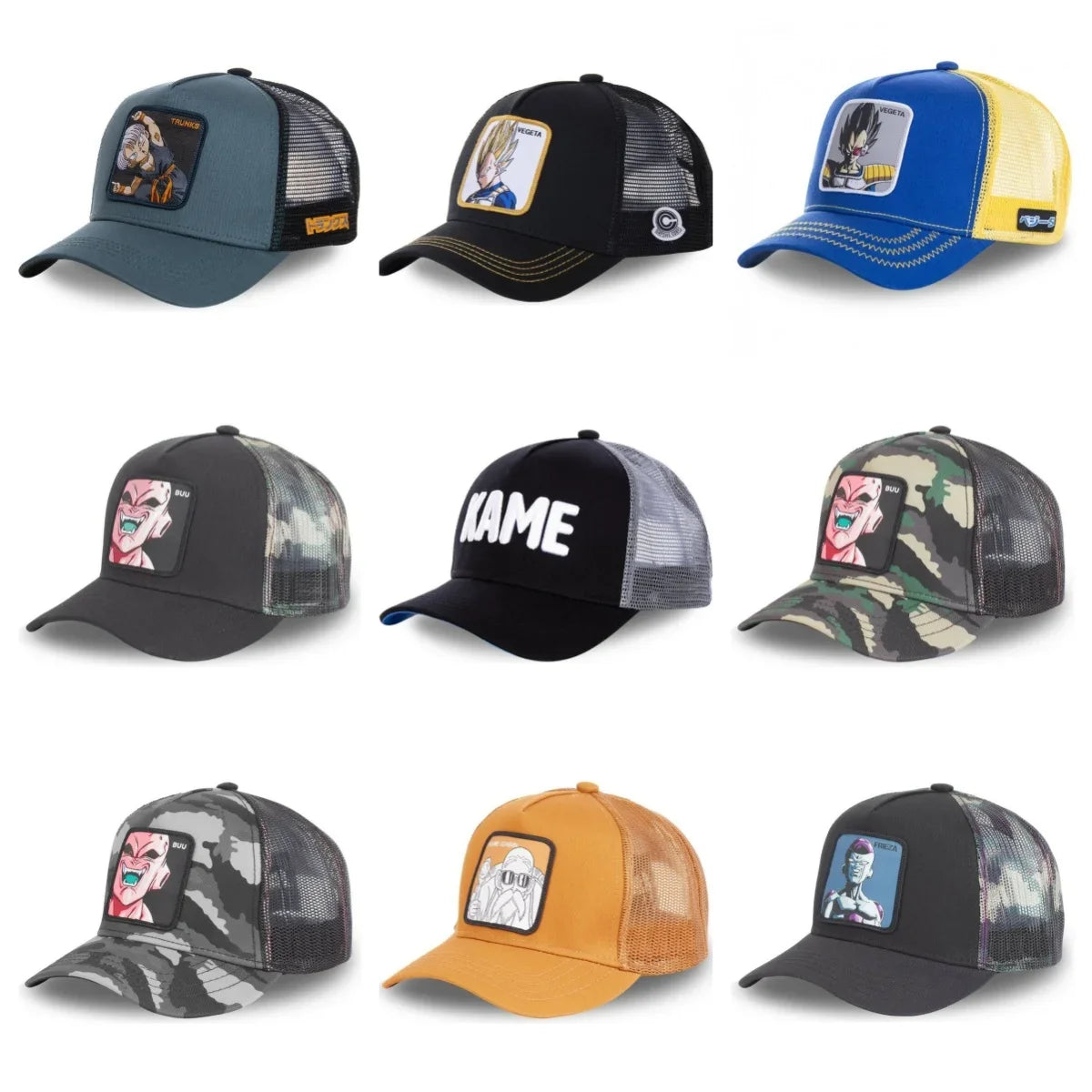 Dragon Ball Buu Goku Cap Summer Travel Peaked Cap Men's Embroidery Hip-Hop Cap Style Sun Visor Adjustable Trucker Mesh Cap