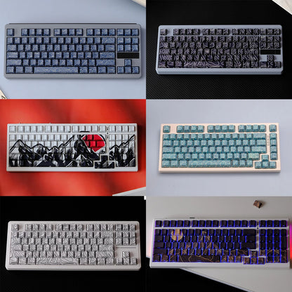 KYOMOT 135 Keys PBT Side Print Keycap Double Shot Cherry Profile Shine Through Keycaps for MX Switch Games Mechanical Keyboard