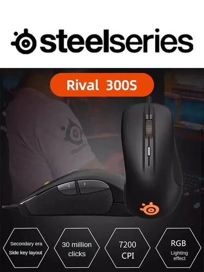 SteelSeries Rival 300S Gaming Mouse Wired RGB Gaming Mouse with TrueMove1 Optical Sensor, 7200 CPI, 6 Programmable Buttons USB Gaming Mouse