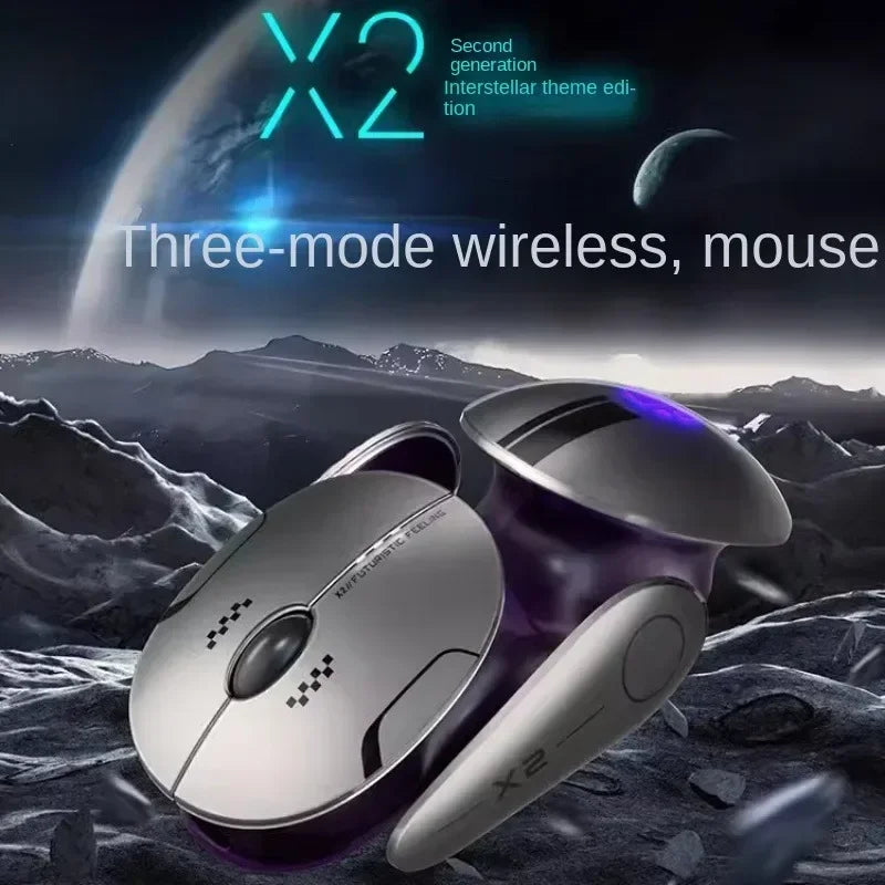 Mouse wireless Bluetooth in metallo Inphic X2 tri-mode, silenzioso, ricaricabile, e-sport, retroilluminato, per gaming, PC e laptop, idea regalo