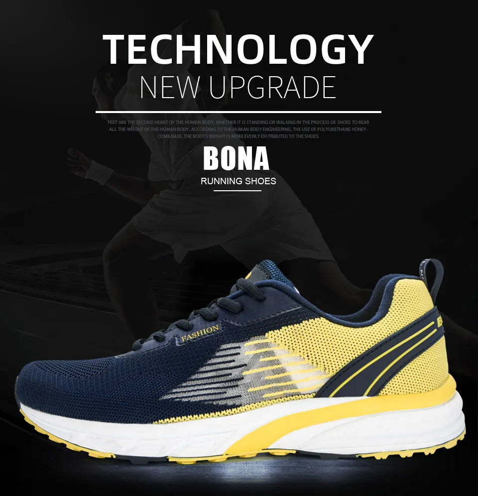 BONA New Popular Style Men Running Mesh Weaving Upper Sport Shoes ventilate Jogging Walking Sneakers Lace Up