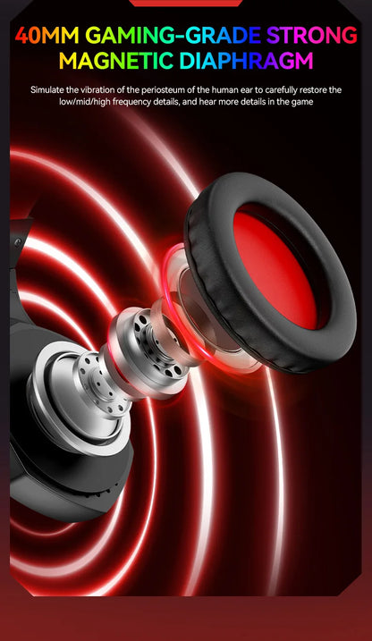 H120 RGB LED Light Wired Headphones USB 3.5mm Audio Interface Bass Stereo Sound Gaming Headsets with High Sensitivity Microphone