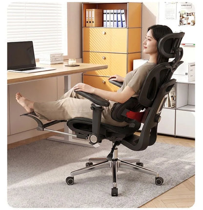 Chaise de bureau ergonomique, chaise de jeu pour ordinateur domestique, base en alliage d'aluminium