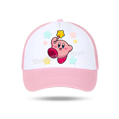 Kirby Summer Baseball Polyester Hats Universal Casual Cap Truck Driver Cartoon Peripheral Items Adult Adjustable Children Action