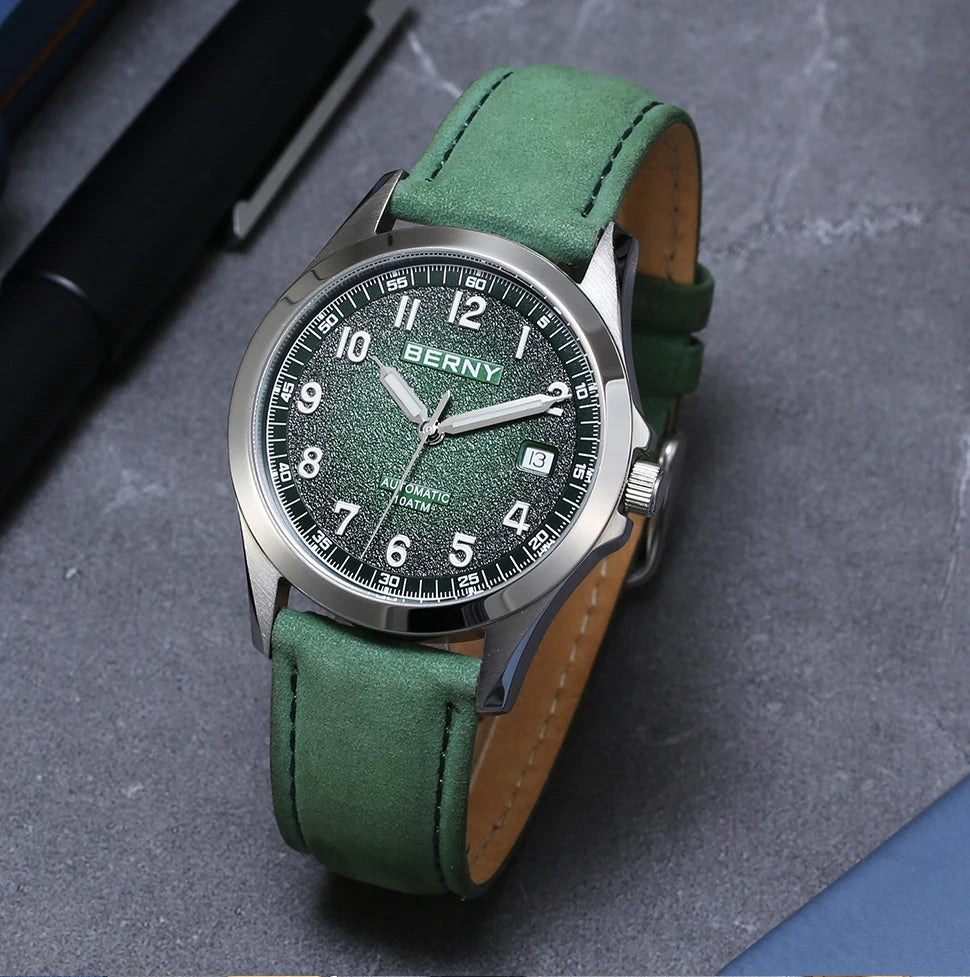 BERNY Automatic Watch Men  ST2130 Luminous Mechanical Wristwatch Sapphire Waterproof 10ATM Top Brand Luxury Watch for Men