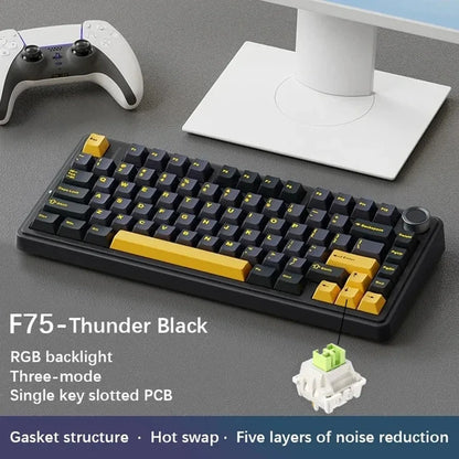Teclado mecânico F75 FREEWOLF * AULA F75 Bluetooth de três modos, dedicado a gaming e utilização em escritório