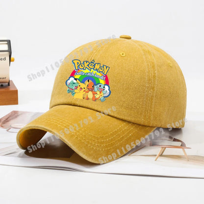 Pokemons Baseball Caps Pikachu Kawaii Anime Figures Sunshade Hats Summer Outdoor Parent Child Sunhat Trendy Duck Tongue Cap Gift