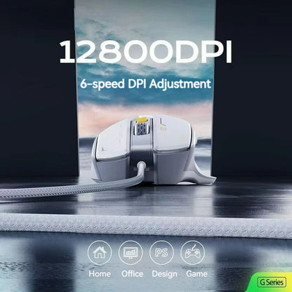 Inphic Pg1 Wired Gaming Mouse, RGB Light Emitting, Macro Programming, 12800 DPI, 6 Keys, Computer Mouse, 1000Hz Polling Rate