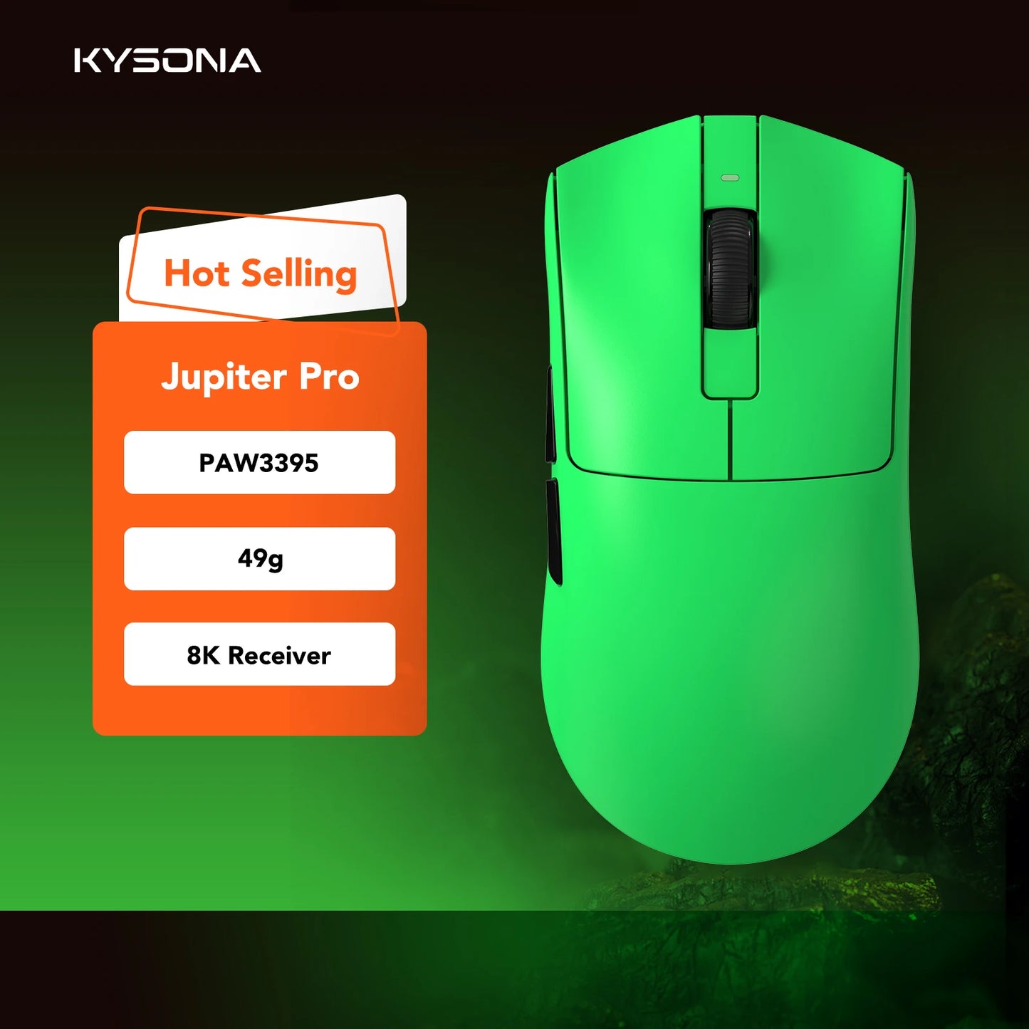 KYSONA Jupiter Series Gaming Mouse Wired Wireless Mice 8Khz PAW3950 Sensor Bluetooth 46g Rechargeable Web Driver For PC Laptop