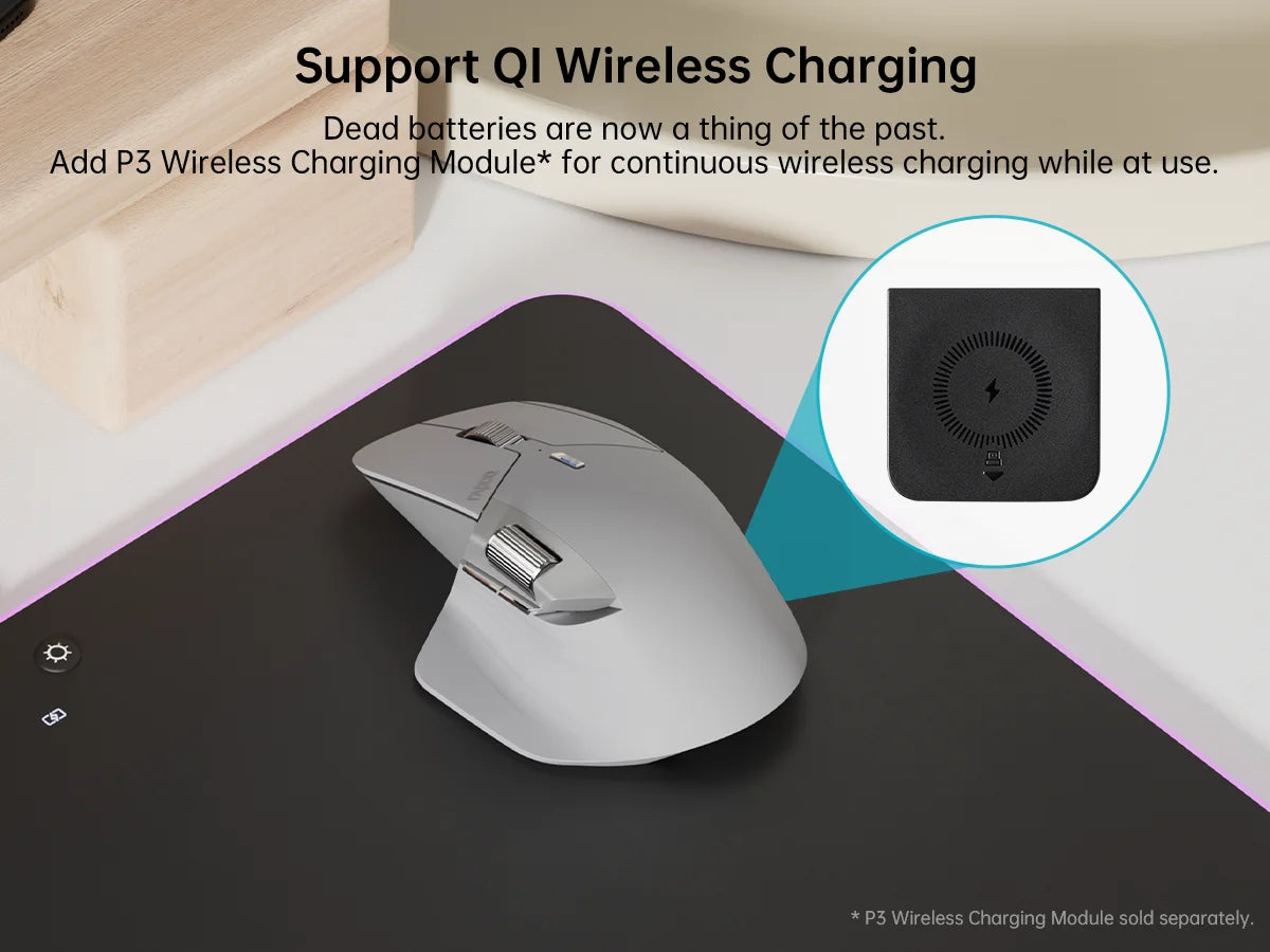 Rapoo MT760/MT760Mini Multi-mode Rechargeable Wireless Bluetooth Mouse Ergonomic 4000 DPI Supports Up to 4 Devices Office Mice