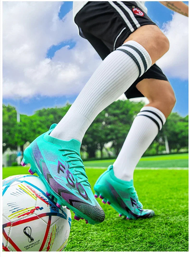 Nouvelles chaussures de football pour hommes FG, chaussures de football ultralégères, chaussures d'entraînement en plein air, chaussures de match de football, crampons longs antidérapants, livraison directe