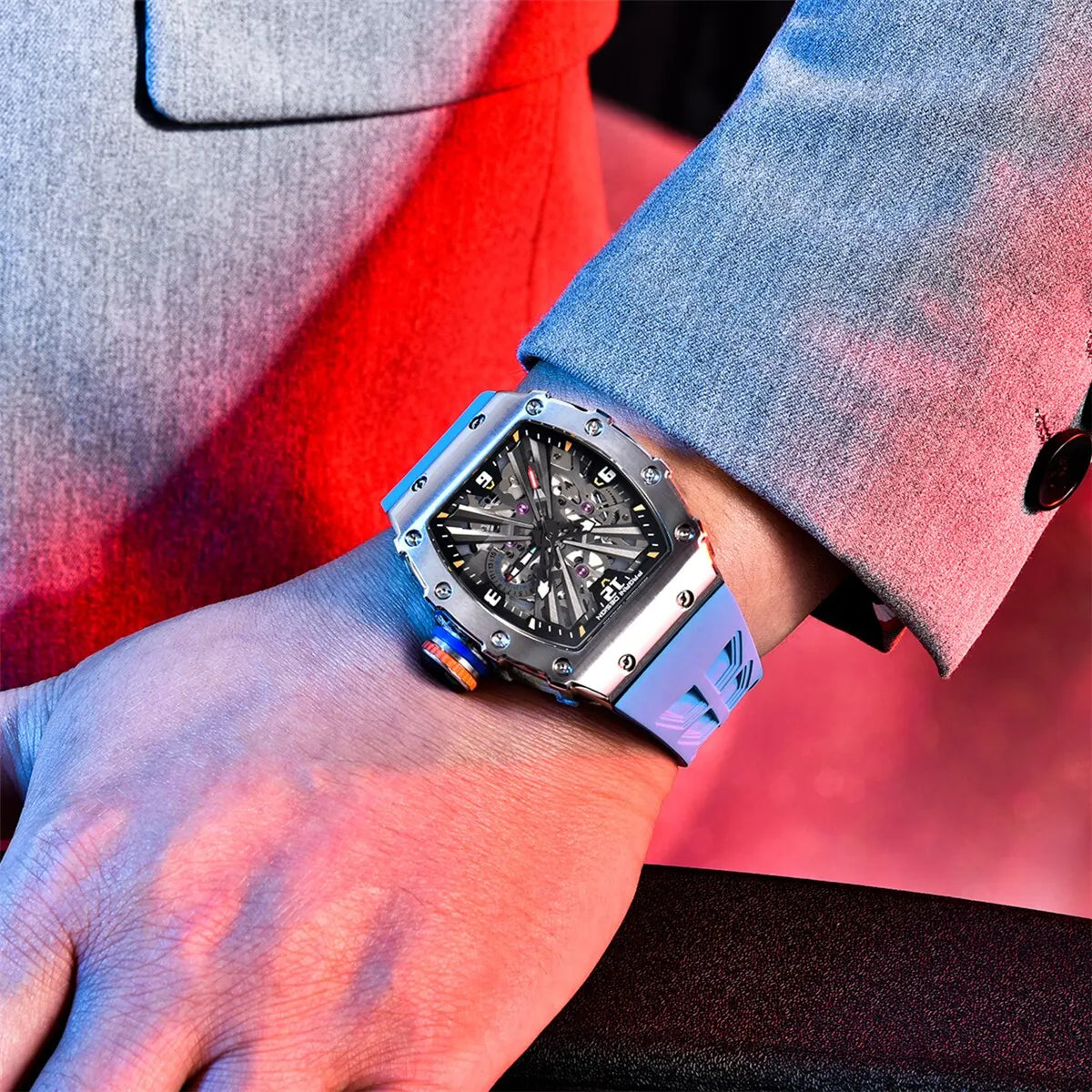 2026 New PAGANI DESIGN Men's Quartz Watches VH65 Movt Skeleton Dial 100M Waterproof Sport Rectangle Sapphire Glass Watch for Men