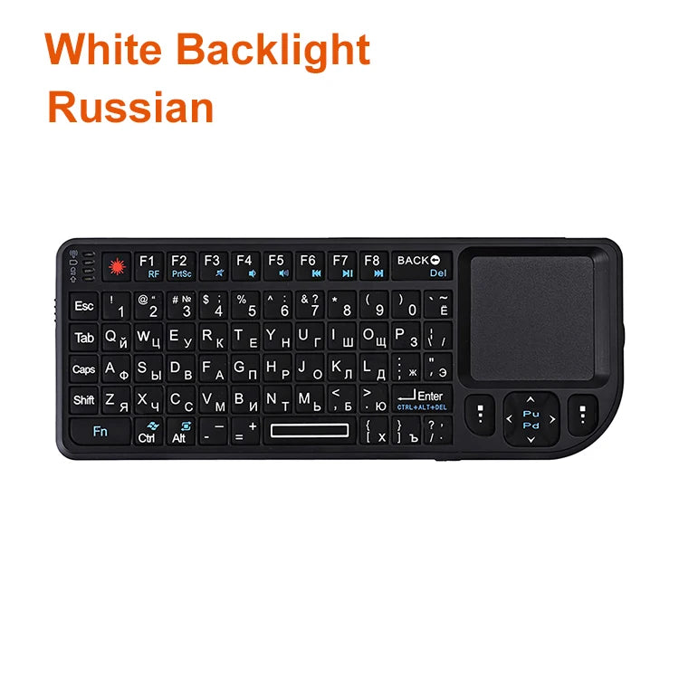 A8 Mini Wireless Keyboard 2.4G RF Backlit Touchpad Russian English Keyboard For MacBook iPad PC Tablet USB Rechargeable Air Mouse