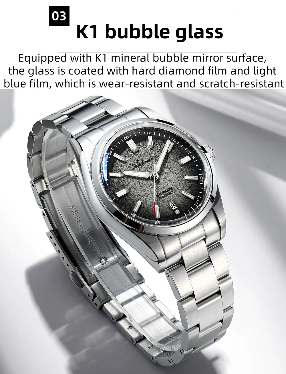 ADDIESDIVE Luxury Men's Automatic Watch BGW9 Super Luminous Bubble Mirror Glass 100m Waterproof Analog Men Steel Watches AD2531