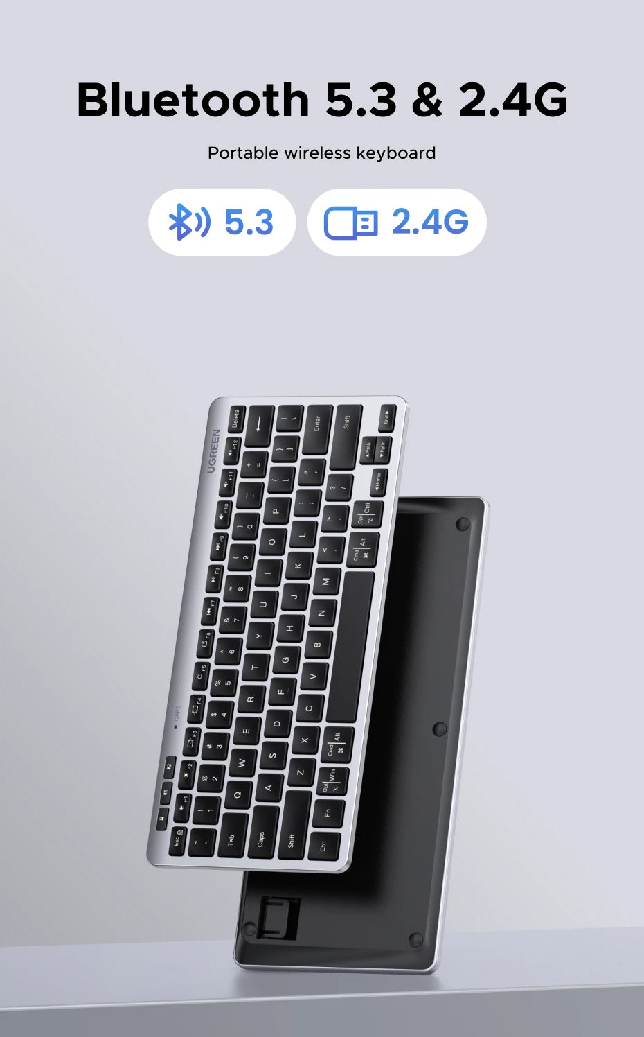 UGREEN Keyboard Wireless Bluetooth 5.3 2.4G Russian/EN 78 Keycaps For MacBook iPad PC Tablet  Scissor Foot Structure