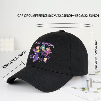 Demon Girl Group Cartoon Print Baseball Cap Men Women Y2K Streetwear  Adjustable Dad Hat Sun Hat