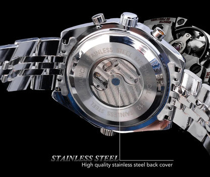 Mechanisch herenhorloge van roestvrij staal — hol ontwerp, grote wijzerplaat