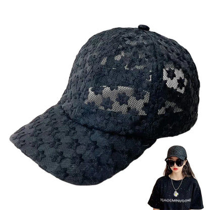 Lace Flower Thin Baseball Cap Female Spring And Summer Sunscreen Hollow Cap Breathable Sweet Adjustable Head Circumference