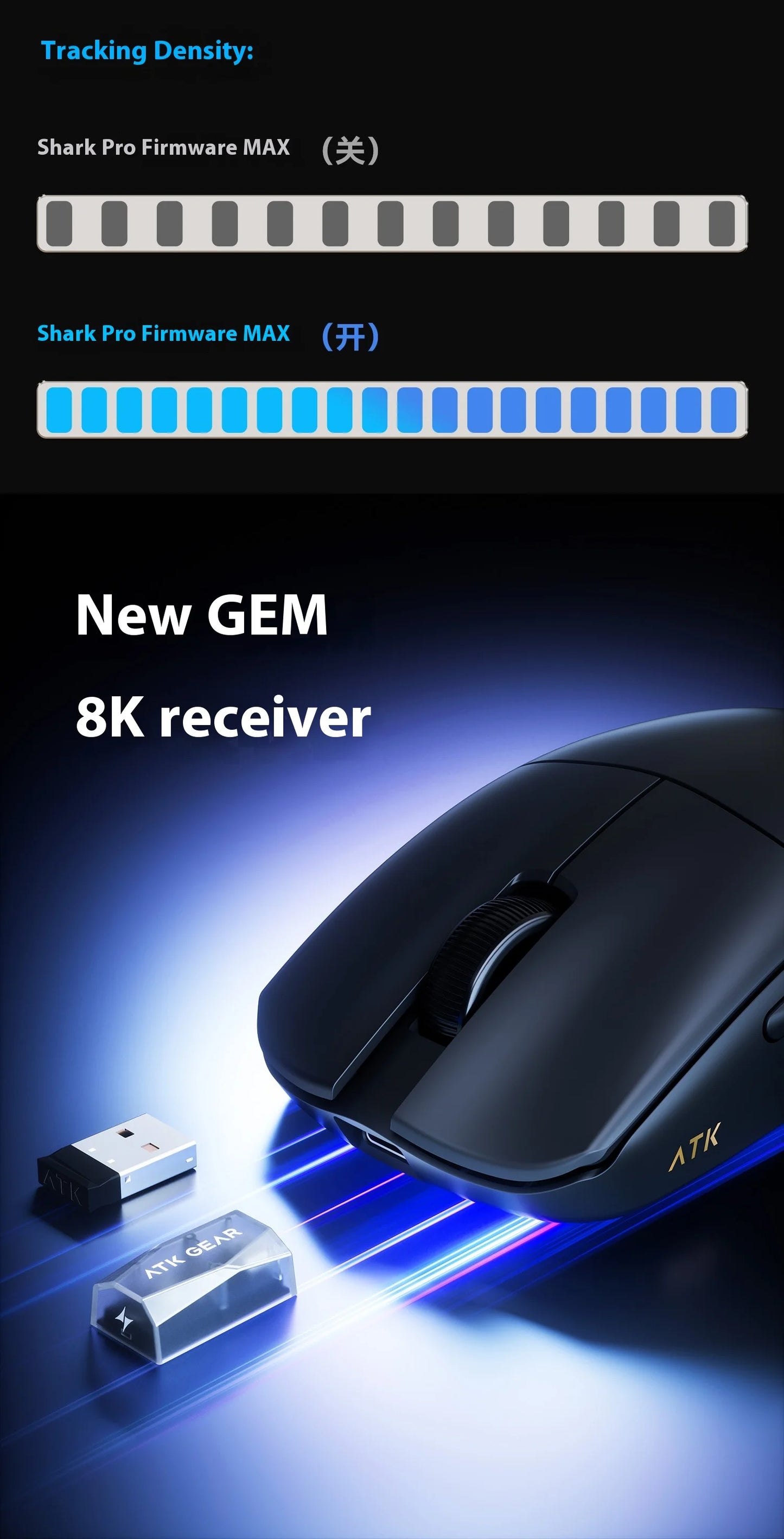 ATK F1 V2 Ultra MAX геймърска мишка, безжична, три режима, PAW3950, двойно 8k, лека ергономична eSports мишка, персонализиран PC аксесоар