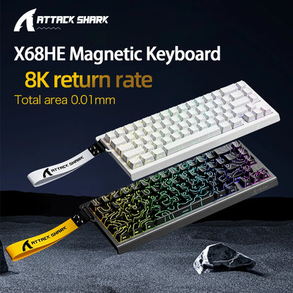 ATTACK SHARK X68HE Magnetic Gaming Keyboard Wired Mechanical Keyboard with Rapid Trigger, 8000Hz Polling Rate, SOCD, RGB Backlit, Hot-Swappable Gaming Keyboard