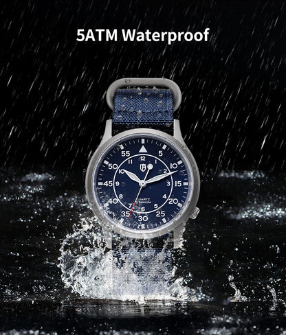BERNY Titanium herenhorloge met kwartsmechanisme, AR-coating, saffierglas, modieus polshorloge, lichtgevend, VH31, ultradun polshorloge, waterdicht tot 5 ATM
