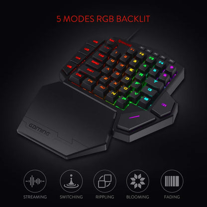 Redragon K585 DITI One-Handed RGB Mechanical Gaming Keyboard, 42-Key Hot-Swappable Gaming Keypad with Wrist Rest, Wired Type-C Professional Gaming Keyboard